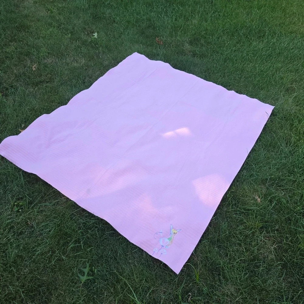 Disney Store Tinker Bell Pink Fleece Throw Blanket Embroidered Fairy 57x48